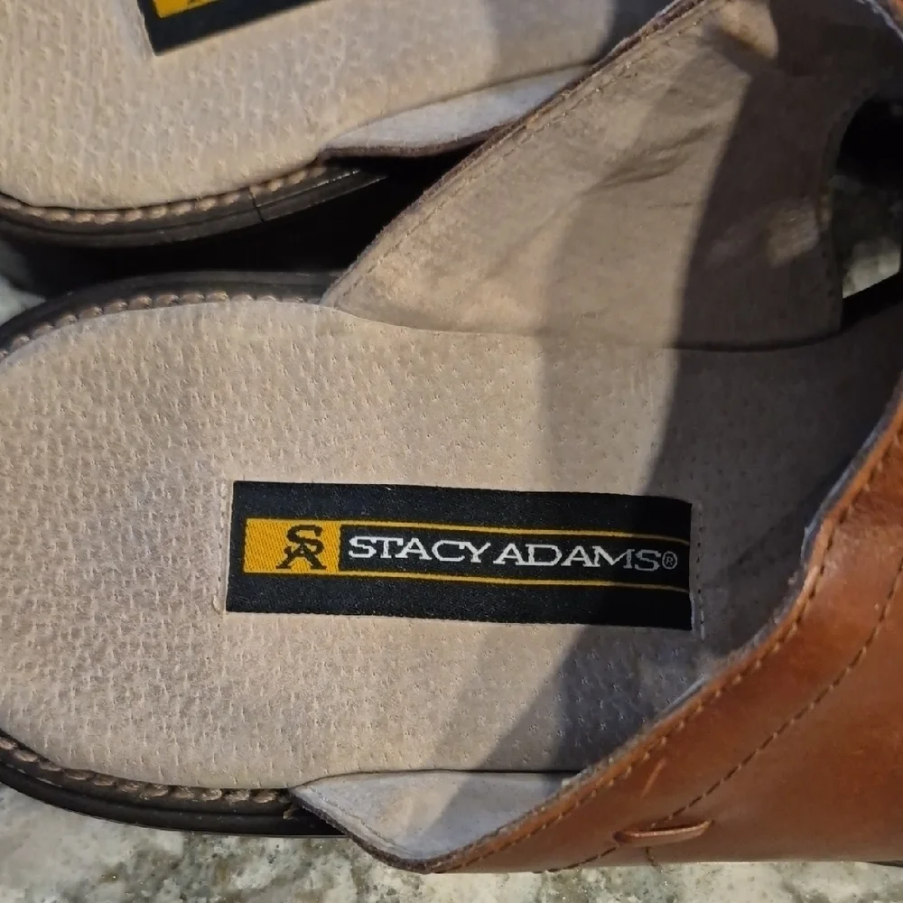 Stacy Adams Brown Leather Slip-On Sandals